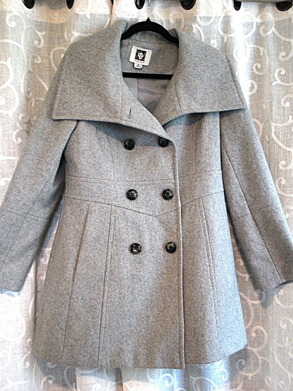 Fall Winter Anne Klein Gray Wool Coat Medium
